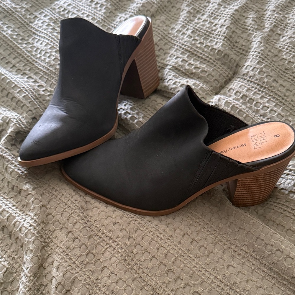 Black slip on heels
